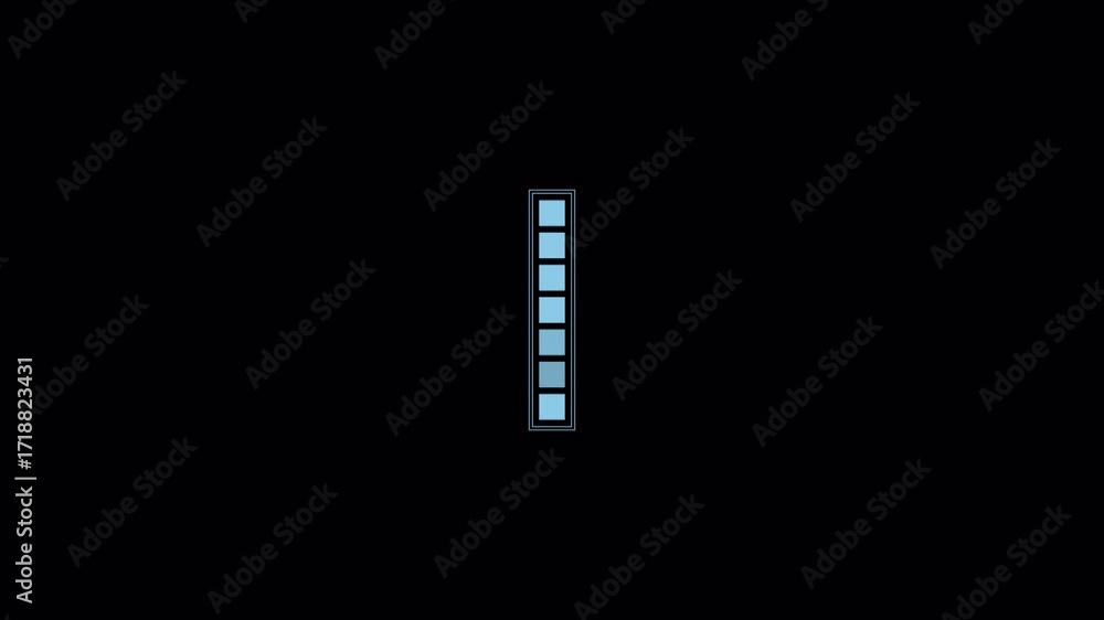 Poster minimalist vertical loading bar animation on black background.