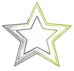 Obraz premium Abstract Star Shape Outline with Green and Gray Brushstroke Styling