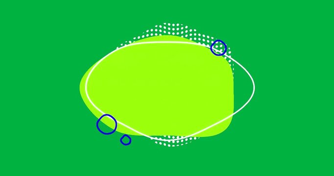 Neon green arch circling white dot ring and blue spots on transparent background for tech branding