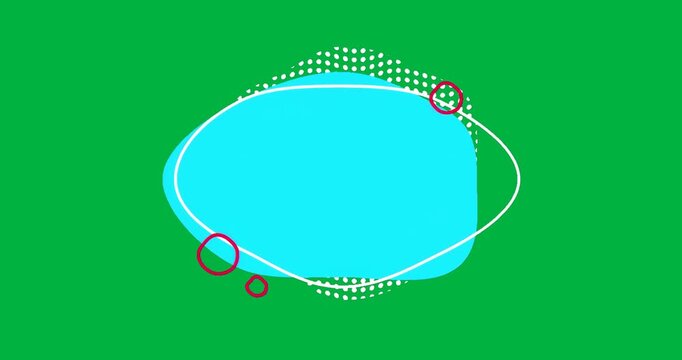 Graphic designers exploring transparent background with white dot ring, red ovals and cyan triangle