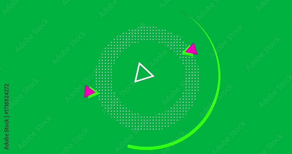 Poster designer exploring technology dashboard, dotted circle with neon arrows on transparent background