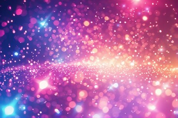 A magical, cosmic background of shimmering pink and purple hues with glowing stars and sparkling bokeh lights, creating a dreamy, ethereal atmosphere.