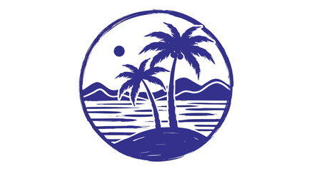 Dreamy blue island getaway with swaying palms and tranquil ocean views perfect for travel companies and vacation planners looking for summer vibes