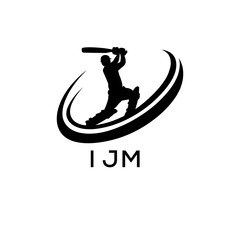 IJM Cricket Company logo. IJM Silhouette Logo design for entrepreneur and business. IJM Athletic Branding best icon.
