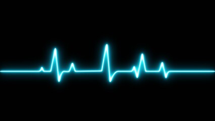 Neon heartbeat signal icon. Neon heartbeat and pulse rate illustration.