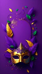 Carnival mask, purple, gold, ornate