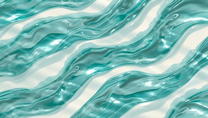 Glossy teal abstract lines with flowing wave design