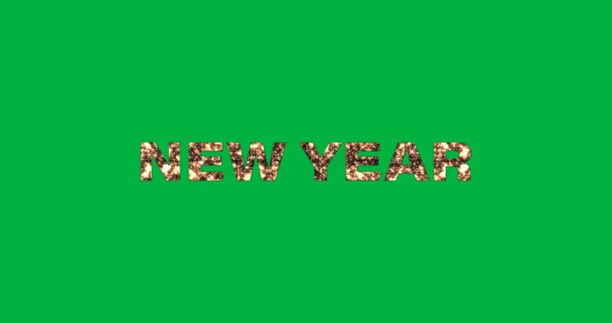 Graphic designers using transparent background glittering golden NEW YEAR text in technology theme