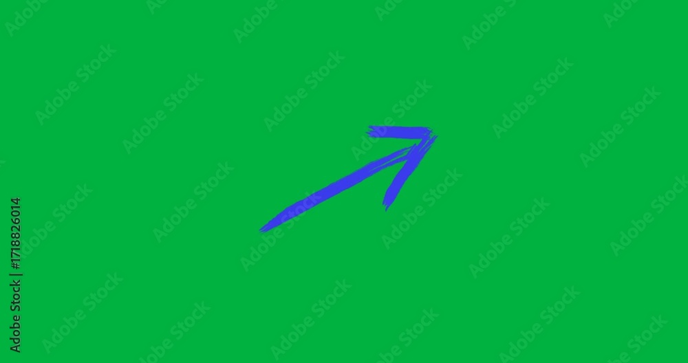 Poster brushstroke arrow pointing diagonally upward on transparent canvas, guiding business data graphs