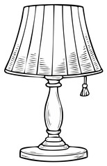 Obraz premium Decorative Table Lamp with Tassel and Pleated Shade Hand Drawn Sketch