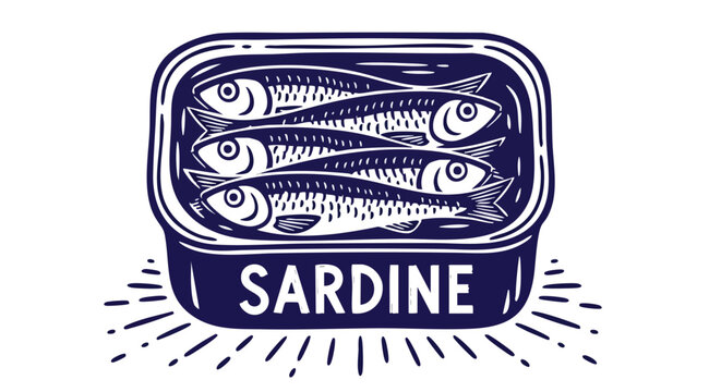 Vintage sardine tin illustration for restaurant menus and seafood branding, adding a rustic touch to your culinary designs with classic charm