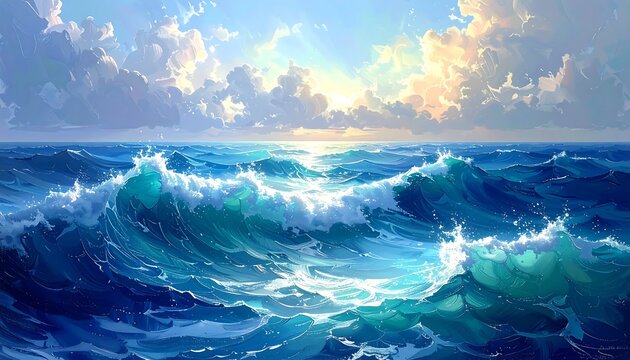 Vast ocean sunrise - Powered by Adobe