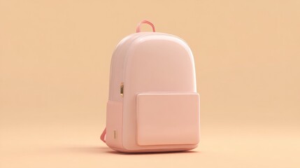 Stylish pink backpack against a soft beige background showcasing modern design and simplicity