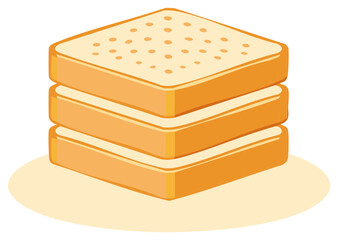 Pile of three slices of bread on a white background illustration