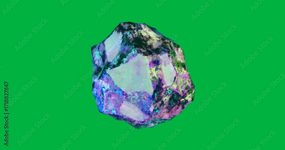 Poster glowing polyhedral object rotating in transparent background, showcasing pastel tech textures