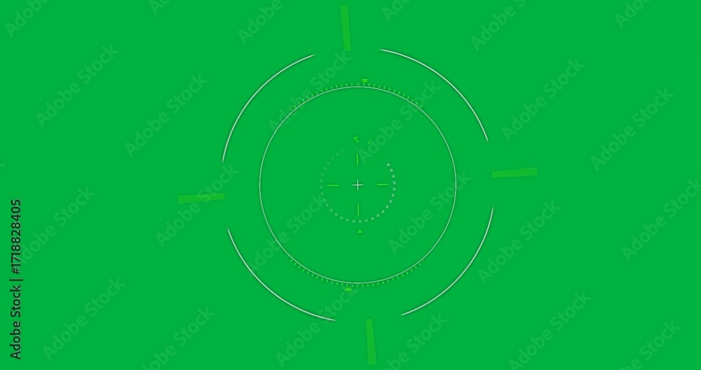 Poster radar dial graphic rotating on transparent background showing technology gauge with green ticks