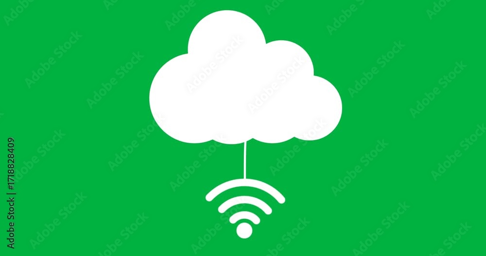 Aufkleber cloud icon connecting signal dot and arcs on transparent backdrop indicating network tech