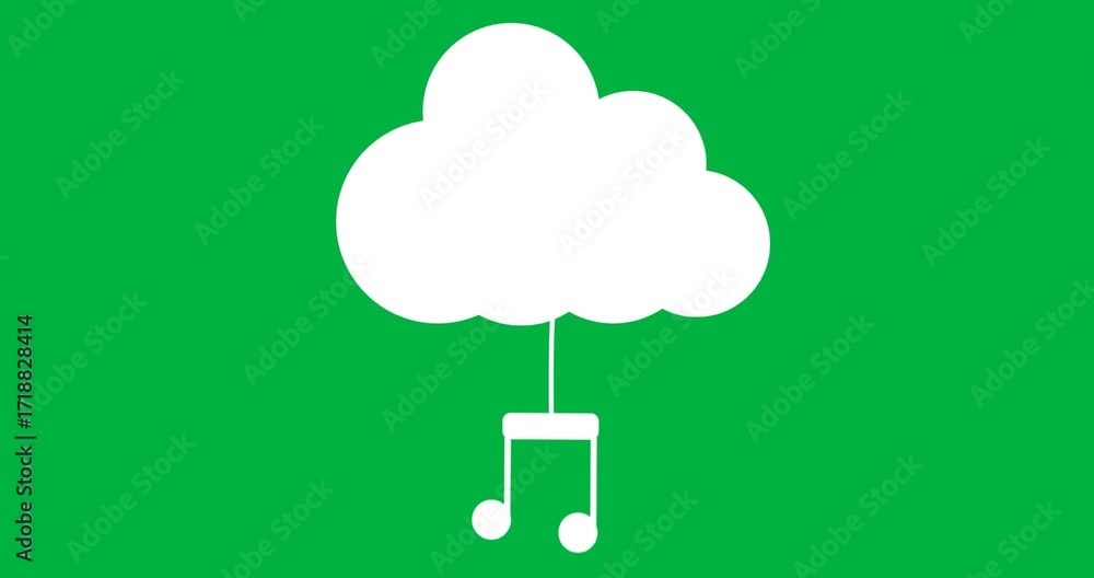 Poster designers exploring music technology with cloud icon on transparent background with dual note stems