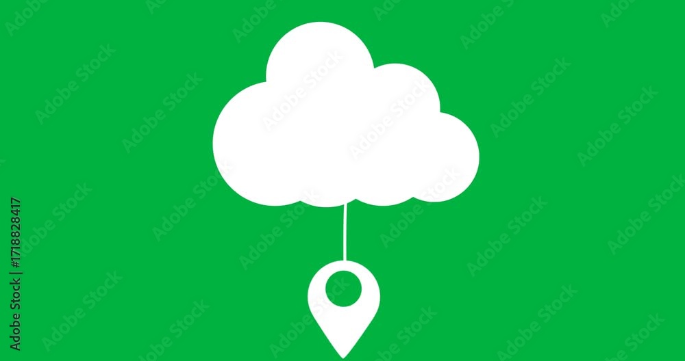 Aufkleber data cloud icon linking to map pin, visualizing technology concept on transparent background