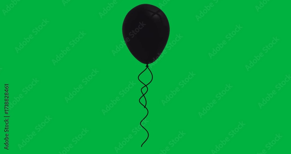 Poster balloon floating on transparent background, showing twisting string for graphic design idea