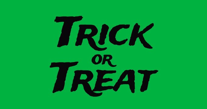 Marketing presenting jagged Trick or Treat text floating on transparent field with divider lines