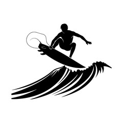 The silhouette of a man surfing in the ocean