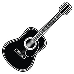 Fototapeta premium A black silhouette of a acoustic guitar