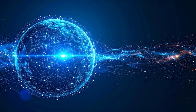 Abstract globe with digital network - Powered by Adobe