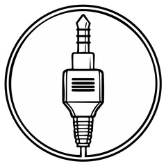 Audio Jack Connector Vector Icon, Illustration of Audio Plug in Circle