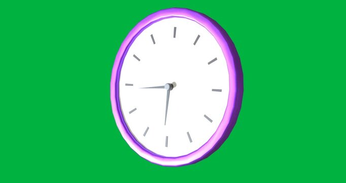 Purple-framed analog clock floating on transparent backdrop, showing business time management