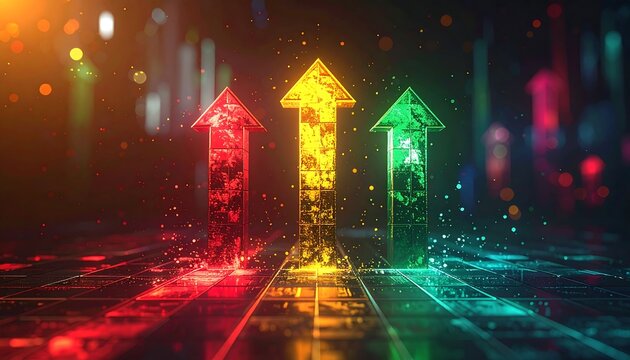 Abstract glowing arrows upward - Powered by Adobe