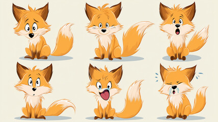 Obraz premium set of funny cartoon fox