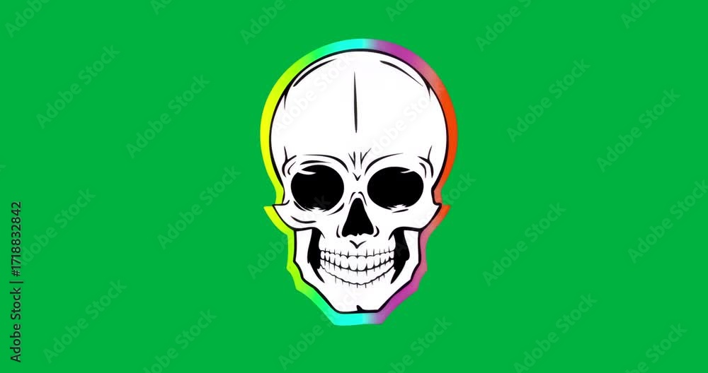 Poster graphic designer using stylized skull graphic on transparent background showing gradient border