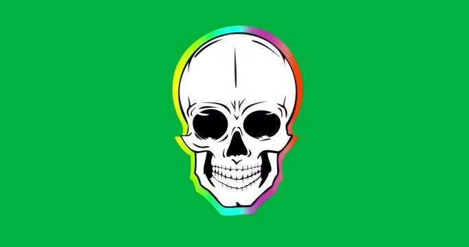 graphic designer using stylized skull graphic on transparent background showing gradient border
