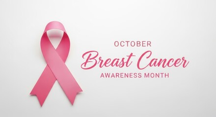 Pink ribbon with text october breast cancer awareness month isolated on white background