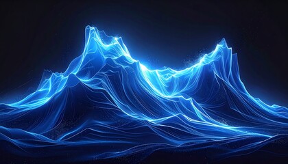 Abstract glowing blue mountain range