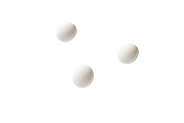 White round pills isolated on transparent background. White pills floating in the air isolated on white background.