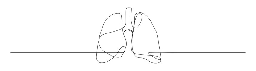 Single Continuous Line Art of Human Lungs