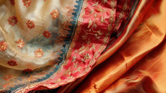 Luxurious patterned fabric with gold embroidery