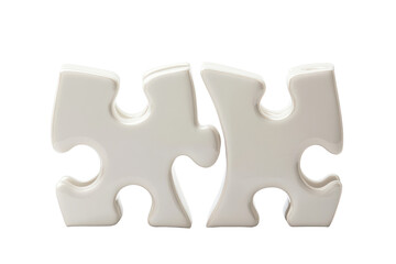 Obraz premium White puzzle pieces assembled in a square isolated on transparent background. White puzzle pieces isolated on white background, 3d rendering.