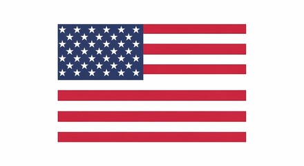 Vector patriotic USA flag icon button on a white background, representing the United States of America national symbol