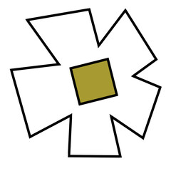 カクカクお花（白）