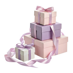 Fototapeta premium Colorful gift boxes with ribbons stacked together, creating festive and cheerful atmosphere