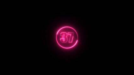 Neon number text on the black background.