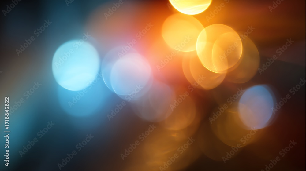Poster an abstract composition of colorful bokeh lights creating a mesmerizing effect. the vibrant hues ble