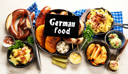 Traditional austrian dishes. Tyrolean food concept.