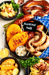 Traditional austrian dishes. Tyrolean food concept.