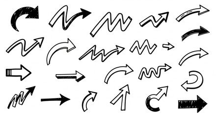 Collection of various hand-drawn directional arrows in different styles.