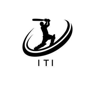 ITI Cricket Company logo. ITI Silhouette Logo design for entrepreneur and business. ITI Athletic Branding best icon.
