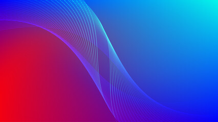 Wavy blended lines with red blue gradient mesh abstract background nice for wallpaper or banner